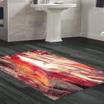 Dekoreko Kaymaz Taban Djt Banyo Halısı Yıldız Deri Modern S5050 Bordo