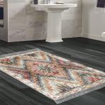 Dekoreko Kaymaz Taban Djt Banyo Halısı Yıldız Deri Saçaklı İskandinav F5003 Renkli