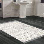 Dekoreko Kaymaz Taban Djt Banyo Halısı Yıldız Deri Saçaklı İskandinav F5079 Kahve