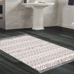 Dekoreko Kaymaz Taban Djt Banyo Halısı Yıldız Deri Saçaklı İskandinav F5082
