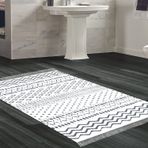 Dekoreko Kaymaz Taban Djt Banyo Halısı Yıldız Deri Saçaklı İskandinav F5086 Bej