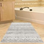 Dekoreko Kaymaz Taban Djt Banyo Halısı Yıldız Deri Saçaklı İskandinav F5087 Antrasit
