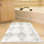 Dekoreko Kaymaz Taban Djt Banyo Halısı Yıldız Deri Saçaklı İskandinav F5131 Turkuaz