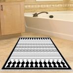 Dekoreko Kaymaz Taban Djt Banyo Halısı Yıldız Deri Saçaklı İskandinav M1273 Siyah