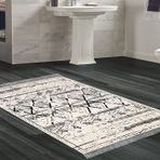 Dekoreko Kaymaz Taban Djt Banyo Halısı Yıldız Deri Saçaklı İskandinav M5141 Gri