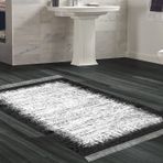 Dekoreko Kaymaz Taban Djt Banyo Halısı Yıldız Deri Saçaklı Modern 1342 Siyah