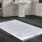 Dekoreko Kaymaz Taban Djt Banyo Halısı Yıldız Deri Saçaklı Modern 1488 Pudra