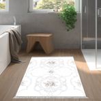 Dekoreko Kaymaz Taban Djt Banyo Halısı Yıldız Deri Saçaklı Modern 1494 Gri