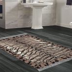 Dekoreko Kaymaz Taban Djt Banyo Halısı Yıldız Deri Saçaklı Modern 1906 Kahve