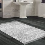 Dekoreko Kaymaz Taban Djt Banyo Halısı Yıldız Deri Saçaklı Modern 1918 Gri