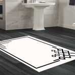 Dekoreko Kaymaz Taban Djt Banyo Halısı Yıldız Deri Saçaklı Modern 1919 Gri Siyah