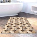 Dekoreko Kaymaz Taban Djt Banyo Halısı Yıldız Deri Saçaklı Modern 1926 Kahve