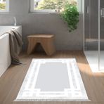 Dekoreko Kaymaz Taban Djt Banyo Halısı Yıldız Deri Saçaklı Modern 657M Camel