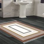 Dekoreko Kaymaz Taban Djt Banyo Halısı Yıldız Deri Saçaklı Modern 675M Gold