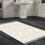 Dekoreko Kaymaz Taban Djt Banyo Halısı Yıldız Deri Saçaklı Modern 757 Vizon