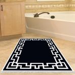 Dekoreko Kaymaz Taban Djt Banyo Halısı Yıldız Deri Saçaklı Modern F5035 Siyah