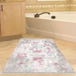 Dekoreko Kaymaz Taban Djt Banyo Halısı Yıldız Deri Saçaklı Modern F5138 Renkli