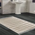 Dekoreko Kaymaz Taban Djt Banyo Halısı Yıldız Deri Saçaklı Modern M5045 Kahve