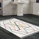 Dekoreko Kaymaz Taban Djt Banyo Halısı Yıldız Deri Saçaklı Modern P1525 Renkli