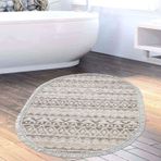 Dekoreko Kaymaz Taban Djt Banyo Halısı Yıldız Deri Saçaklı Oval İskandinav F5078 Açık Kahve