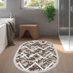 Dekoreko Kaymaz Taban Djt Banyo Halısı Yıldız Deri Saçaklı Oval İskandinav F5128 Mavi