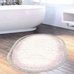 Dekoreko Kaymaz Taban Djt Banyo Halısı Yıldız Deri Saçaklı Oval Modern 1342 Pudra