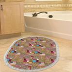 Dekoreko Kaymaz Taban Djt Banyo Halısı Yıldız Deri Saçaklı Oval Modern 2155M Renkli