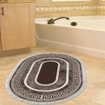 Dekoreko Kaymaz Taban Djt Banyo Halısı Yıldız Deri Saçaklı Oval Modern 651M Kahve