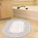 Dekoreko Kaymaz Taban Djt Banyo Halısı Yıldız Deri Saçaklı Oval Modern M5076 Pembe