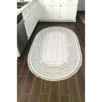 Dekoreko Kaymaz Taban Djt Mutfak Halısı Trend Saçaklı Oval Modern M5076 Yeşil M5076K1-2