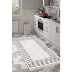 Dekoreko Kaymaz Taban Djt Mutfak Halısı Yıldız Deri Saçaklı Modern M5142 Bej M5142D1-8