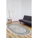 Dekoreko Kaymaz Taban Djt Salon Halısı Trend Saçaklı Oval Iskandinav F5081 Gri F5081K1-1