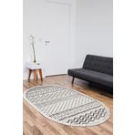 Dekoreko Kaymaz Taban Djt Salon Halısı Trend Saçaklı Oval Iskandinav F5086 Bej F5086K1-1