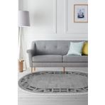 Dekoreko Kaymaz Taban Djt Salon Halısı Trend Saçaklı Oval Modern 691m Gri 691MK1-1