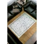 Dekoreko Kaymaz Taban Djt Salon Halısı Yıldız Deri Modern M12366 Krem M12366D2-7