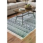 Dekoreko Kaymaz Taban Djt Salon Halısı Yıldız Deri Saçaklı Iskandinav F5078 Lacivert F5078D1-7