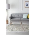 Dekoreko Kaymaz Taban Djt Salon Halısı Yıldız Deri Saçaklı Oval Iskandinav F5079 Bej F5079D1-1