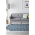 Dekoreko Kaymaz Taban Djt Salon Halısı Yıldız Deri Saçaklı Oval Iskandinav F5084 Lacivert F5084D1-1