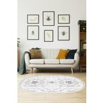 Dekoreko Kaymaz Taban Djt Salon Halısı Yıldız Deri Saçaklı Oval Modern 1494 Gri 1494D1-1