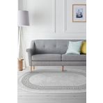 Dekoreko Kaymaz Taban Djt Salon Halısı Yıldız Deri Saçaklı Oval Modern 626m Gri 626MD1-1