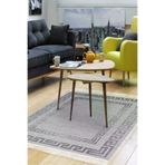 Dekoreko Kt418D1-7 Kaymaz Taban Djt Salon Halısı Yıldız Deri Saçaklı Modern Kt418 Gri