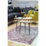 Dekoreko M5003P1-7 Kaymaz Taban Djt Salon Halısı Star Pamuk Saçaklı Modern M5003 Mor