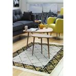Dekoreko M5129K1-7 Kaymaz Taban Djt Salon Halısı Trend Saçaklı Modern M5129 Sarı