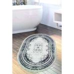 Dekoreko M5132K1-3 Kaymaz Taban Djt Banyo Halısı Trend Saçaklı Oval Modern M5132 Lacivert