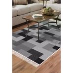 Dekoreko Mu113K1-7 Kaymaz Taban Djt Salon Halısı Trend Saçaklı Modern Mu113 Gri