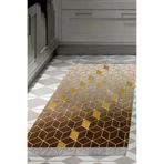Dekoreko TYC7RIWHSN169841004997589 Dijital Mutfak Halısı Yıldız Deri Kaymaz Taban Saçaklı Modern Daire Kahve