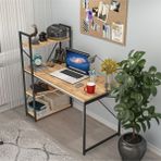 Dekorex CLM108 Ceviz Metal Kitaplıklı Çalışma Masası - 125X120X60 - Açık Ceviz