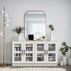 Dekorex KNS-204-C Beyaz 4 Camlı Kapaklı Konsol