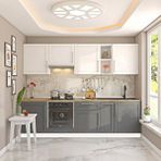 Dekorex Pia Beyaz-antrasit 270 Cm Beyaz Aspiratör Ve Fırın Modüllü Meşe Tezgahlı Hazır Mutfak Pba-270asp-mt Üst modüller beyaz, alt modüller antrasit, tezgah meşe rengidir. Kapaklar membrandır.