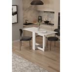 Dekorfim DF01109B Pratik Portatif Katlanır Masa Salon Mutfak ve Yemek Masası Açılır Kapanır Atlantik Çam - Beyaz